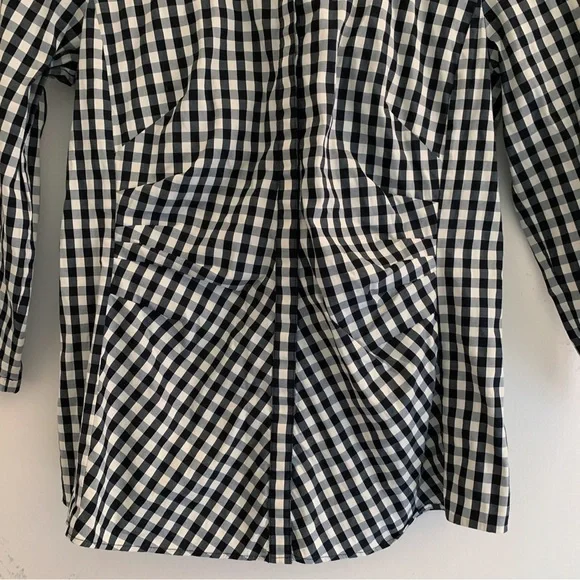 Lafayette 148 Leigh Button Front Poplin Gingham Shirt Sz 6 - Picture 4 of 8